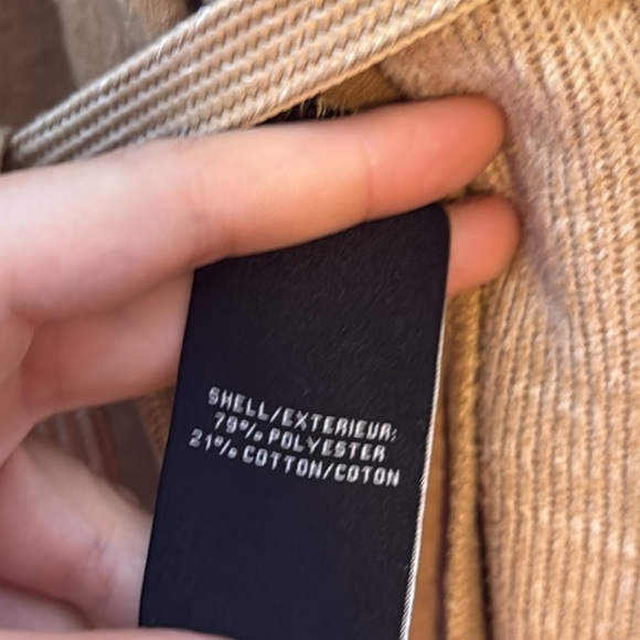 7 For All Mankind Cream Beige Tan Open Tie Waist Ribbed Cardigan Size Small - Picture 5 of 5